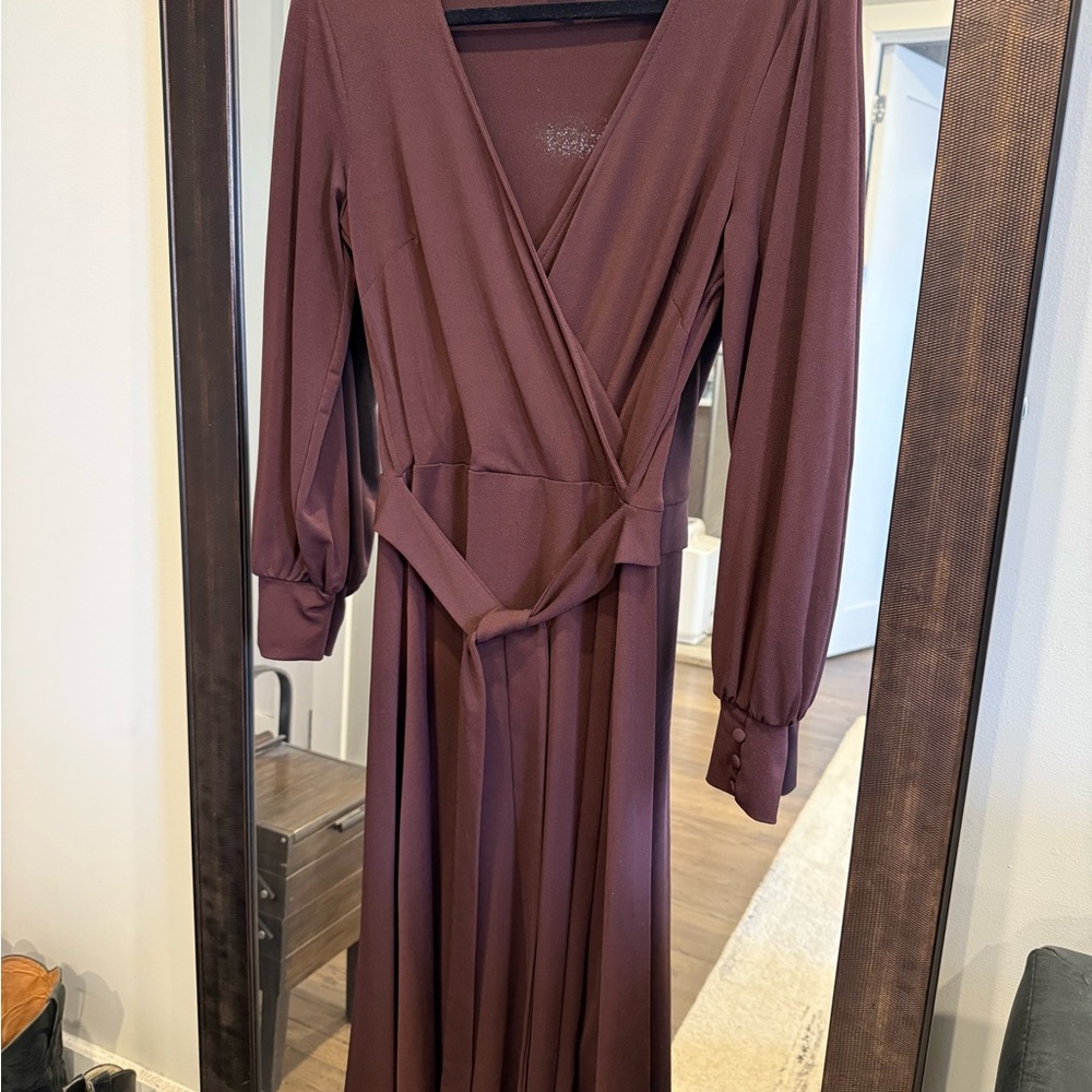 H&M Burgundy Long Sleeve Dress
